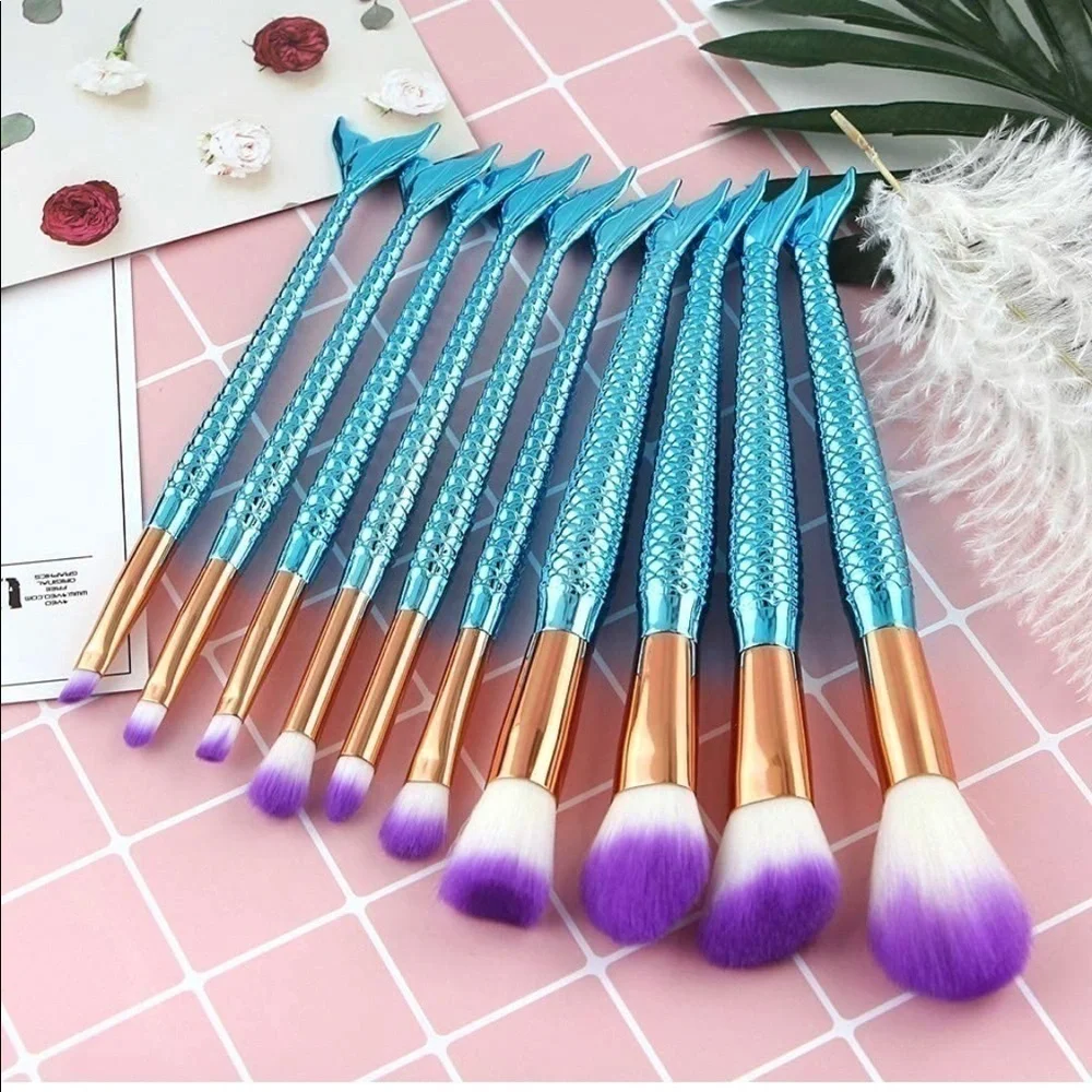 Mermaid Makeup Brushes, soft bristles